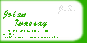 jolan kvassay business card
